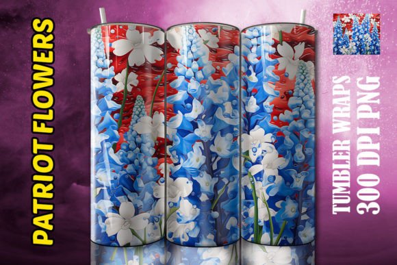 3D Blue Delphiniums Flower Tumbler 1 Design