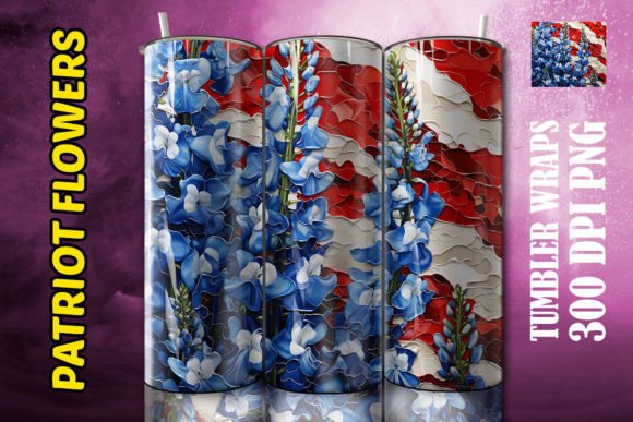 3D Blue Delphiniums Flower Tumbler 2: Elevating Custom Drinkware with Digital Sublimation Art