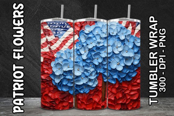 3D Blue Hydrangeas Tumbler Design