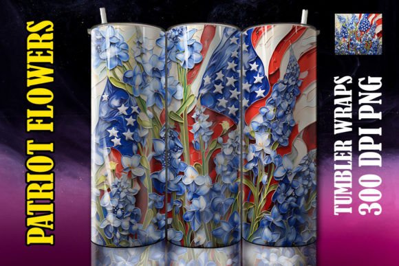 3D Bluebells Flower Tumbler 2: Digital Sublimation Design