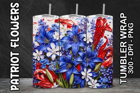 3D Bluebells Flower Tumbler: Digital Sublimation Design