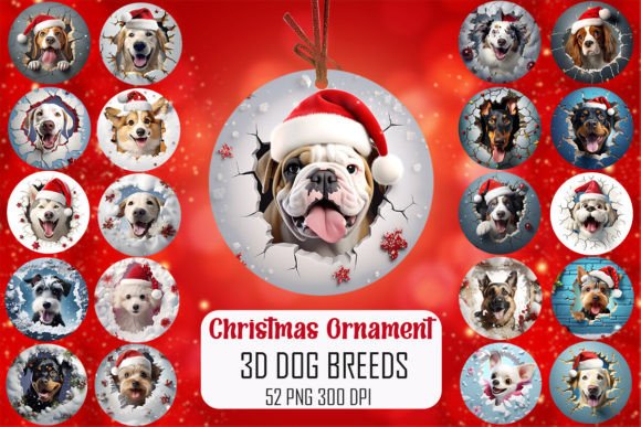 3D Dog Breeds Christmas Ornaments