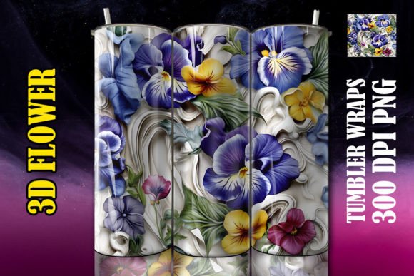 3D Pansy Flower Tumbler 1: Elevate Your Design Aesthetics
