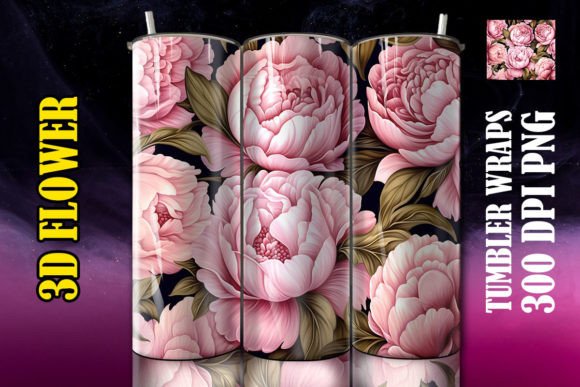 3D Peonies Flower Tumbler 1: A Versatile Design for Your Sublimation Projects