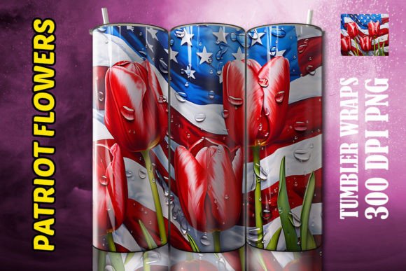 3D Red Tulips Flower Tumbler 1 Design Asset