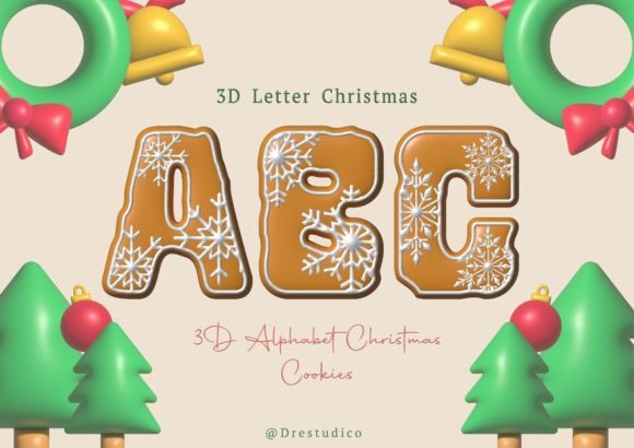 Christmas 3D Font Gingerbread Snowflake: A Versatile Digital Design Solution