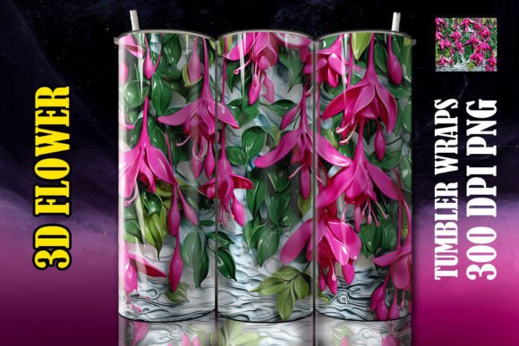 Discover the Beauty of 3D Fuchsia Flower Tumbler 1: A Perfect Addition to Your Drinkware Collection