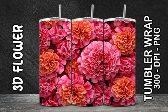 Discover the Beauty of 3D Marigolds Flower Tumbler 3