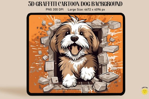 Discover the Joy of 3D Graffiti Happy Brown Havanese Dog Art