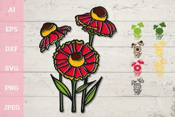 Embrace the Warmth and Excitement of 3D Layered Red Helenium Flowers