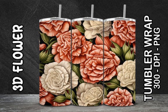 Enhance Your Designs with 3D Carnation Flower Tumbler 2