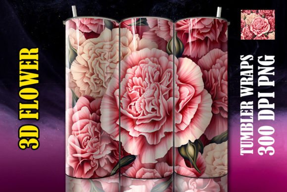 Enhance Your Sublimation Printing with 3D Carnations Flower Tumbler 1