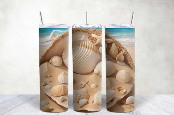 Explore the Versatility of 3D Seashells Beach Tumbler Wraps