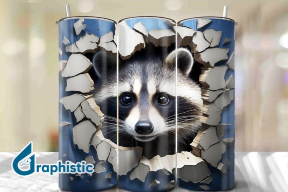 Racoon 3D Smash Wall Art Background 05