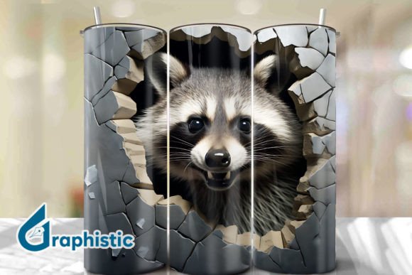 Racoon 3D Smash Wall Art Background 15
