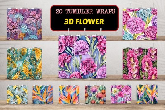 Transform Your Tumblers with the 3D Flower Tumbler Wraps Bundle