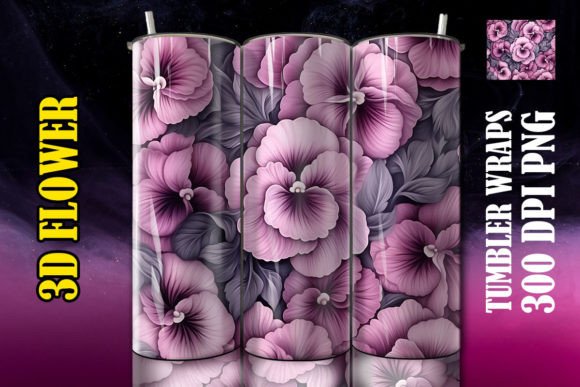 Unleash Creativity with 3D Pansies Flower Tumbler