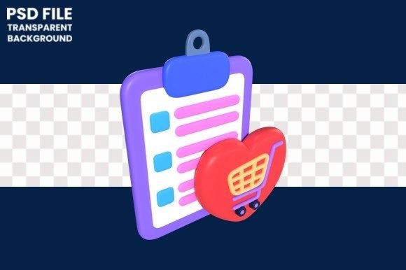 Wish List 3D Illustration Icon for E-Commerce